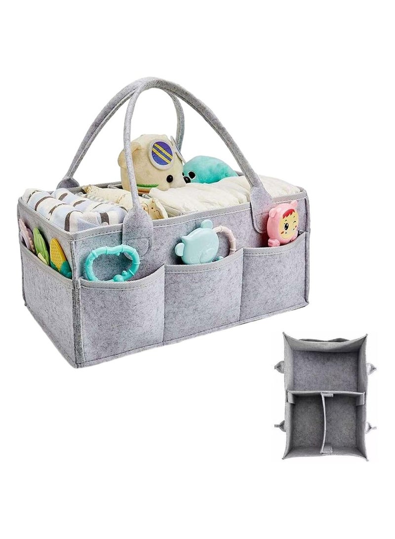PRIMO PLUS Portable Diaper Caddy Organizer – Multi-Functional Nursery Storage Bin for Baby Essentials, Changing Table Organizer with Removable Dividers. - Image 2